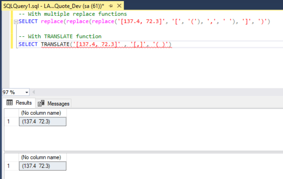 SQL Query TRANSLATE