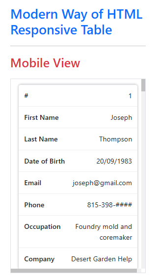 html table 2
