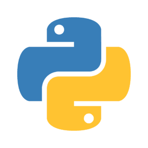 Python programming language logo featuring a blue and yellow two-part snake icon, symbolizing simplicity and powerful coding capabilities.