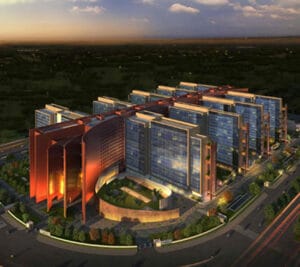 Modern business and IT infrastructure in Surat, showcasing state-of-the-art office buildings driving the city’s digital transformation.
