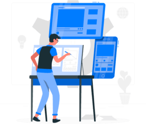 UI/UX designer creating wireframes and screen mockups to prototype digital products before development for better planning and faster delivery.